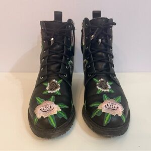Rebecca Minkoff Gerry Embroidered Floral Lace Up Combat Boots